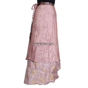 Bohemian Silk Vintage Sari <b>Black</b> <b>Wrap</b> Skirt Beach Dresses Skirts Boho Stylish Multi Color Summer Wear Comfortable Fashion Boho - Product Image 5