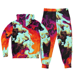 Wholesale Streetwear Regular Fit Heavyweight Winter Hoodie & Pants Sets Men Custom Logo Sublimation Transfer Print Side Pockets - Product Image 4