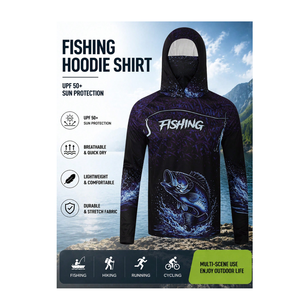 OEM Custom Fishing Hoodies for Men UPF 50+ Quick Dry Moisture Wicking Long Sleeve UV Protection Outdoor Fishing Wear For Man - Product Image 5