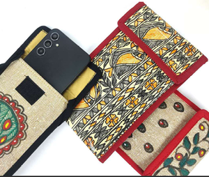<b>Gold</b> Leaf Plated Embroidered Cotton Fabric Rectangle Fashion Evening <b>Clutch</b> <b>Purse</b> From Jharkhand Ojistha Industries - Product Image 3