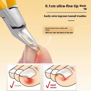 Coupe-ongles professionnel en acier inoxydable, lame incurvée, ouverture large, lame plate et tranchante, style simple pour les ongles des doigts et des orteils des adultes - Product Image 3