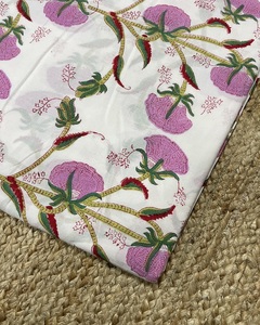 Tela Estampada con Flores Rosas, Arte Indio, Estampado a Mano, 100% Algodón, Decoración para el Hogar, Mejor Precio - Product Image 3