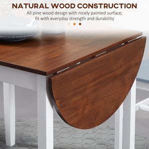 Tavolo da Pranzo Rotondo Allungabile in Noce da 55 Pollici, Set Tavolo da Cucina Pieghevole in Legno con Ante a Scomparsa per Piccoli Spazi, Finitura Naturale per Banchetti - Product Image 6