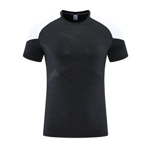 Vêtements de sport en gros OEM, t-shirts vierges, impression personnalisée du logo, vêtements teints, spandex/polyester, t-shirt de sport uni pour hommes - Product Image 3