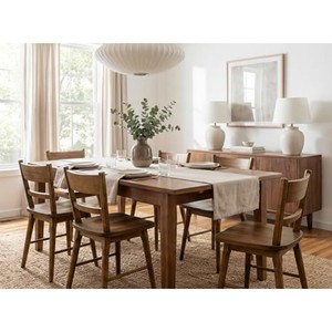 Chaise de salle à manger en bois de manguier avec assise en rotin tressé |   Meubles en gros - Product Image 1