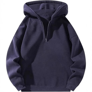 <b>Men's</b> Casual Solid Black <b>Half</b> <b>Zip</b> Hoodie Long Sleeve Pullover <b>Sweatshirt</b> - Product Image 4
