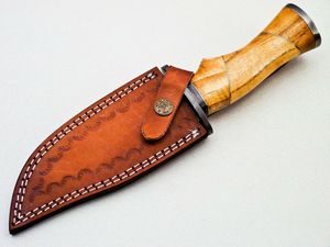 Couteau de chasse multifonctionnel à lame fixe motif Damas de qualité supérieure, couteau de camping en bois pour l'extérieur, logo personnalisé OEM/ODM, garantie 3 ans - Product Image 5