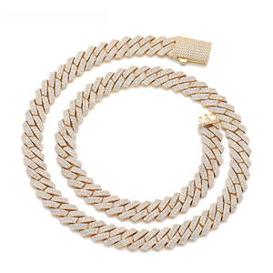 Collier chaîne cubaine en moissanite, chaîne gourmette sertie de pierres, bijoux de luxe hip-hop, collier statement, cadeau pour homme - Product Image 3