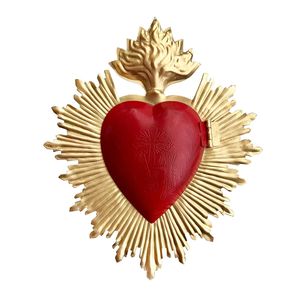 Bulk <b>Hand</b>-<b>Stamped</b> Mexican Tin Sacred Heart Traditional Art Milagros Wall Hanging Decorative Metal Heart Ornament for Boutique - Product Image 5