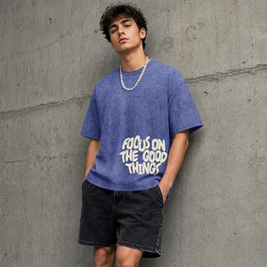 T-shirts graphiques pour hommes, chemises vintage délavées à l'acide, streetwear inspirant et positif, t-shirts oversize à manches courtes - Product Image 3