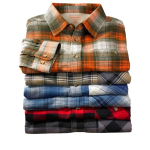 Chemises en flanelle décontractées à manches longues pour hommes grandes tailles, 100 % coton, à carreaux, avec fermeture boutonnée dissimulée et coupe ample – Vente en gros - Product Image 1