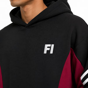 Sudadera con Capucha Personalizada con Bloques de Color y Rayas, Sudadera Oversize de Forro Polar, Estilo Casual Urbano, Chándal, OEM ODM - Product Image 5