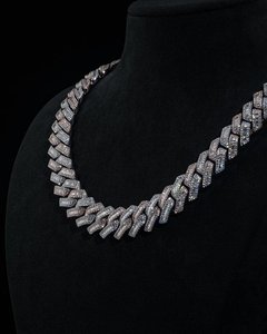 Collar de Lujo Unisex con Diamantes de Moissanita Chapado en Rodio, Corte Baguette, Cadena Cubana con Engaste de Canal, para Boda - Product Image 4