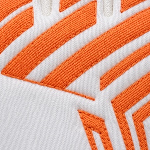 Gants de gardien de but de football personnalisables, blancs et orange, en PU, à doigts complets, antidérapants, respirants, avec sangle de poignet réglable - Product Image 3
