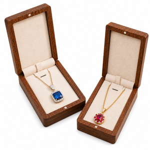 Caja de embalaje de madera rectangular magnética personalizada para collares con inserto de terciopelo grabado, proveedor de cajas de joyería de Vietnam - Product Image 2