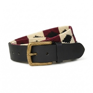 Handmade Argentine Polo <b>Belt</b> Genuine <b>Leather</b> Woven Embroidered <b>Belts</b> Supplier India Custom Brass Buckle Equestrian <b>Belts</b> Bulk - Product Image 2