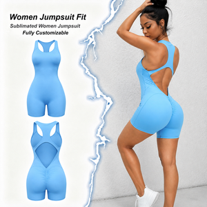 Mono sin mangas de cintura alta para mujer, color liso, sin espalda, levanta glúteos, ropa de gimnasio, elastano, poliéster, ajuste elástico, estilo sexy para discoteca - Product Image 1
