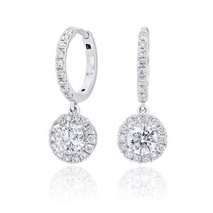 Pendientes de Aro con Diamante Cultivado en Laboratorio de 1.6CT, Oro de 10KT, Halo Colgante, Certificado IGI, Joyería de Compromiso, Lujo para Mujer - Product Image 3