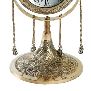 New Arrival Brass Desk <b>Clock</b> Circular Shape Roman Numerals Battery Operated Mechanical Movement Hourly Chiming Traditional - Product Image 6