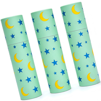 Emballage en tube de papier rose personnalisable avec impression lune et étoiles, boîte cadeau cylindrique écologique pour lotion et cosmétiques