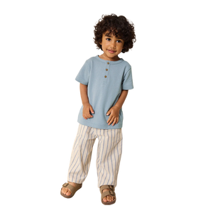 T-shirt à manches courtes pour homme, bleu clair, col rond, 100% coton, coupe classique, couleur unie, tricoté - Product Image 1