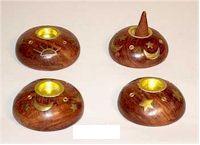 Round Shaped Wooden <b>Incense</b> Holder for <b>Cones</b> and Sticks Wood Ash Catcher Plate for Aromatherapy Meditation Handcrafted Tealight - Product Image 5