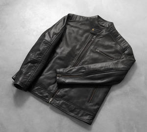 Blouson en cuir classique de luxe pour homme, nouvelle collection hiver, fermeture éclair horizontale, style motard, grande taille, mode masculine transfrontalière - Product Image 6