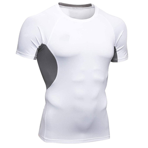 Custom Colors Men's <b>White</b> Short Sleeve O-Neck Quick Dry <b>Slim</b> <b>Fit</b> Sport T-<b>Shirt</b> Knitted Polyester Solid Color Athletic Wear - Product Image 1