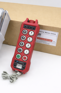 Télécommande radio sans fil 8 vitesses simples, bouton-poussoir + 1 bouton d'arrêt + 1 bouton marche, IP-65, portée 100 m, alimentation AC/DC avec verrouillage et clé - Product Image 2