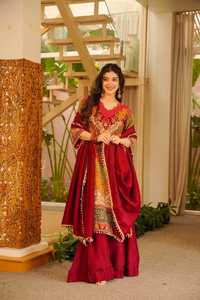 Ensemble de tunique Anarkali en coton imprimé pour femmes indiennes et pakistanaises, avec dupatta uni, longueur au sol, séchage rapide, tenue festive Salwar Kameez - Product Image 5