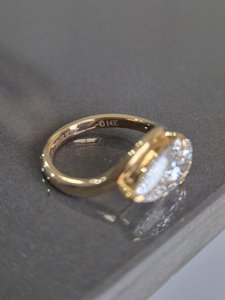 2.5 CT East West Pear Cut Lab Grown Diamond Engagement <b>Ring</b>, 14k Gold <b>Wave</b> Band Pear <b>Ring</b>, IGI Certified - Product Image 6