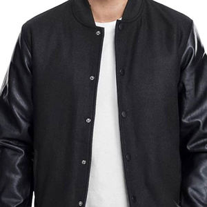 Customizable Eco-Friendly Breathable Unisex Winter <b>Fleece</b>-<b>Lined</b> 100% Wool Varsity <b>Jacket</b> Embroidered Zipper Button Printed Logo - Product Image 5