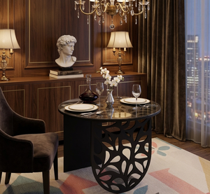 Contemporary <b>Black</b> Metal Accent <b>Table</b> Laser Cut Design Modern <b>Side</b> End <b>Table</b> Home Furniture - Product Image 1