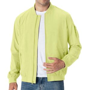 Blouson Bomber Vert Citron Personnalisé pour Homme – Col Montant, Fermeture Éclair, Coupe-Vent Décontracté 100% Polyester – Vêtement d'Hiver en Gros - Product Image 3