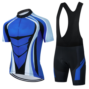 Conjunto de Jersey de Ciclismo Profesional para Hombre, Deportivo, Azul, Transpirable, Manga Corta, Ligero, Ecológico, Spandex/Poliéster - Product Image 1