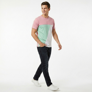 Trendy <b>Patchwork</b> Design Men's T-<b>Shirt</b> Multi Panel Short Sleeve Casual Tee Premium Bulk Wholesale Supplier - Product Image 5