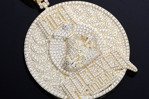Pendentif Hip-Hop de Haute Qualité en Argent Sterling 925 Plaqué Or 14K, Serti de Zircons Ronds, Vente en Gros Directe Usine de Bijoux - Product Image 5