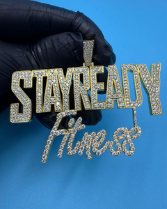 จี้เพชรโมอิสซาไนต์ทรงกลมเจียระไนแบบเหลี่ยมคม รุ่น Stay Ready Fitness  ชุบทอง 18K เงินแท้ 925 สไตล์ฮิปฮอป สำหรับทุกเพศ - Product Image 5
