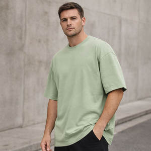 T-shirt Homme Col Rond Coupe Ample en Coton Peigné 240 g/m² Doux au Toucher Teint Uni Poids Lourd – Vente en Gros Haute Qualité - Product Image 6