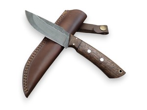 Couteau de Bushcraft artisanal en acier à haute teneur en carbone avec manche en bois de noyer et étui en cuir, vente en gros OEM, couteau à lame fixe - Product Image 3