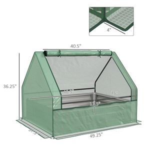 Small Outdoor Gardening Metal Raised Garden Bed with Green and Silver Cover Garden Greenhouse <b>Planter</b> <b>Box</b> - Product Image 3