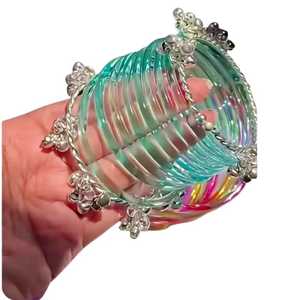 Viral Jelly Light Purple Emerald Cut Faceted Kashmiri <b>Glass</b> <b>Bangles</b> Set Trendy Daily Wear & Party Jewellery at Wholesale Price - Product Image 1