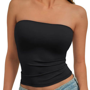 Women's Strapless Tube Bandeau Bandeau Crop <b>Tops</b> Basic Backless Tank Sleeveless Crop <b>Tops</b> Cute Summer Crop <b>Tops</b> - Product Image 3