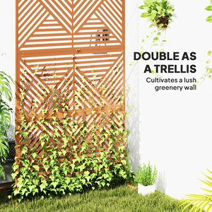Paravent d'extérieur en métal avec support, facile à assembler, treillis décoratif pour plantes grimpantes, losanges marron - Product Image 4