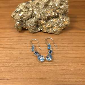 Pendientes de topacio natural facetado, plata de ley 925, azul claro, azul oscuro, joyería hecha a mano sin níquel para mujer - Product Image 5