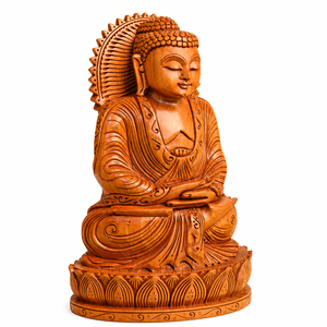 Estatua de Buda de Madera Hecha a Mano |   Escultura de Buda Meditando para Decoración de Oficina en Casa, Decoración de Meditación, Diwali, Boda, Diseño Zen Asiático - Product Image 2