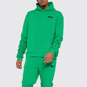 Conjunto Deportivo con Capucha Verde para Hombre, Manga Larga, Color Sólido, Estilo Casual, Corte Regular, con Bolsillos Laterales, Sudadera con Capucha y Pantalones - Product Image 3