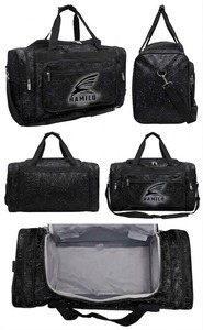 HAMILO Sports Duffle Bag <b>Red</b> <b>Glitter</b> Zipper Closure Water Resistant Square Shape Handle Carrying System - Product Image 6