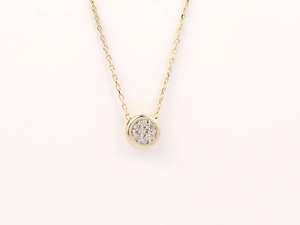 Collar con Colgante de Diamantes Redondos Creados en Laboratorio, Diseño de Ilusión y Cadena, para Mujer, Engaste en Bisel, Joyería para Uso Diario, Regalo en Oro Rosa de 14K - Product Image 1
