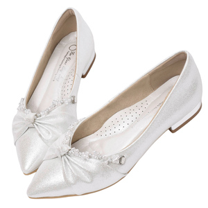 Ann'S Pointed Toe Bridal <b>Flats</b> Shimmer Rhinestone Bow <b>Wedding</b> Shoes Elegant Ladies Dress <b>Flat</b> Shoes - Product Image 1